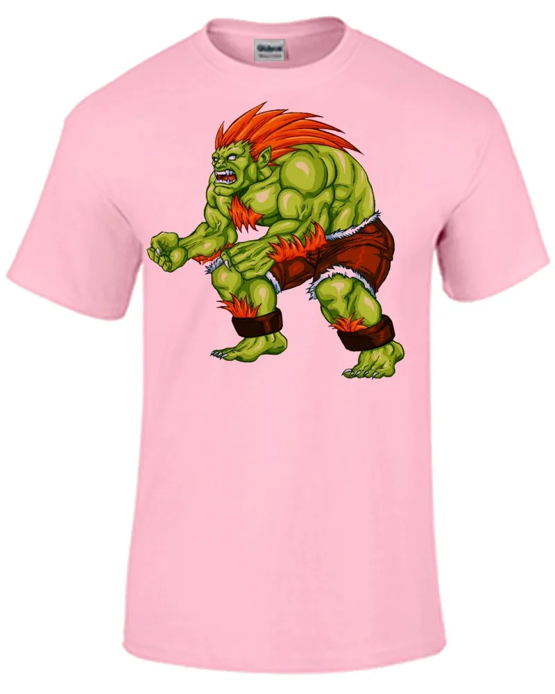 Baby look blusa feminina ou Camiseta Blanka Street Fighter Brasil jogo antigo