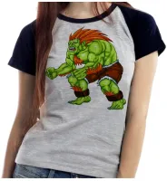 Baby look blusa feminina ou Camiseta Blanka Street Fighter Brasil jogo antigo - Foto 3