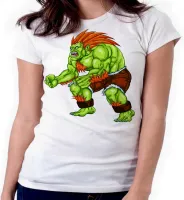 Baby look blusa feminina ou Camiseta Blanka Street Fighter Brasil jogo antigo - Foto 4