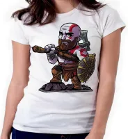 Baby look blusa feminina ou Camiseta Kratos Deus da guerra barba - Foto 3