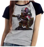 Baby look blusa feminina ou Camiseta Kratos Deus da guerra barba - Foto 4