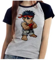 Baby look blusa feminina ou Camiseta Ryu Karate Street Fighter jogo antigo - Foto 4