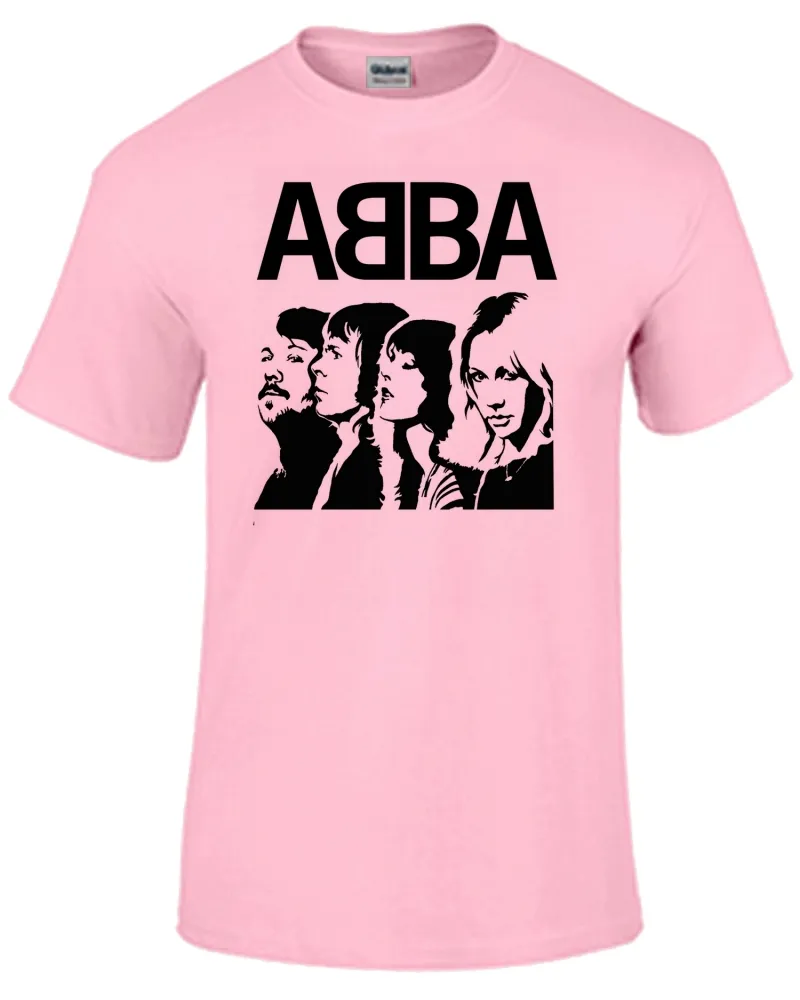 Baby look blusa feminina ou Camiseta Abba banda rock antiga Imagem