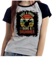 Baby look blusa feminina ou Camiseta Bateria baterista rock musica - Foto 4