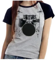 Baby look blusa feminina ou Camiseta Bateria rock baterista - Foto 4