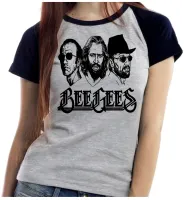 Baby look blusa feminina ou Camiseta Beegees banda rock antiga - Foto 4