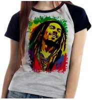 Baby look blusa feminina ou Camiseta Bob Marley colorido reggae - Foto 4
