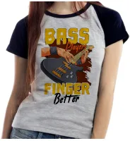 Baby look blusa feminina ou Camiseta Contra baixo rock musico bass - Foto 4