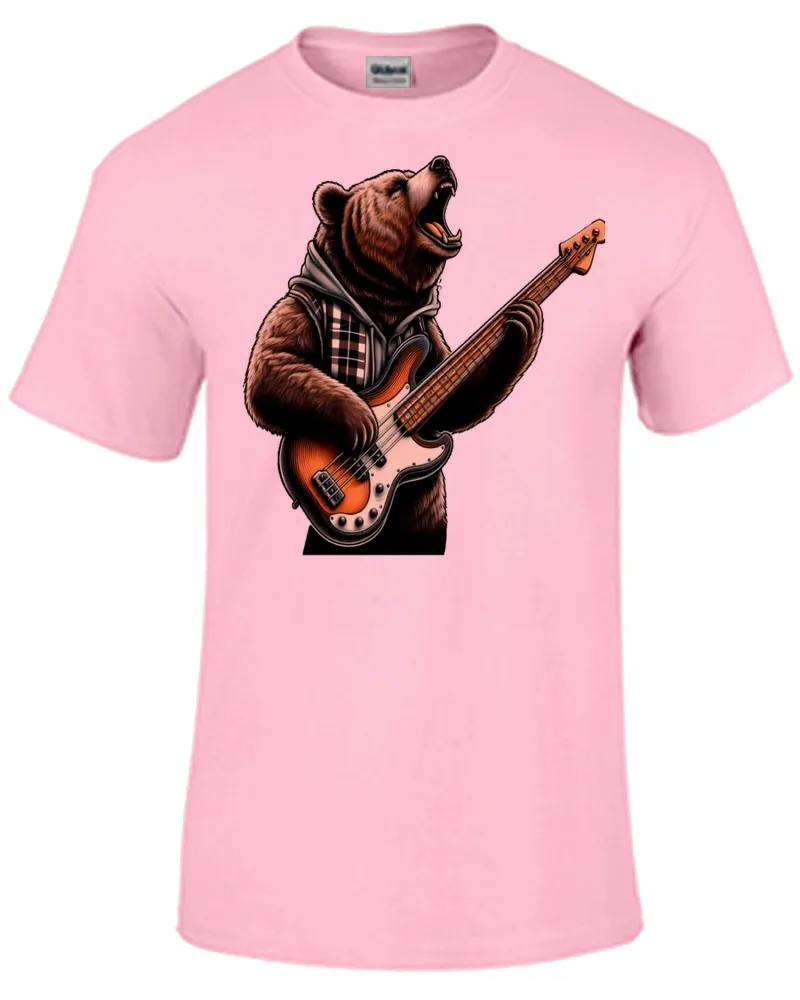 Baby look blusa feminina ou Camiseta contra baixo urso rock bear