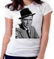 Baby look blusa feminina ou Camiseta frank Sinatra cantor chapeu - Foto 3