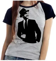 Baby look blusa feminina ou Camiseta frank Sinatra cantor classico - Foto 4