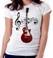 Baby look blusa feminina ou Camiseta Guitarra contra baixo musica - Foto 3