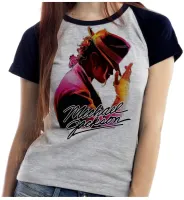 Baby look blusa feminina ou Camiseta Michael Jackson Chapéu Pop - Foto 3