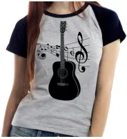 Baby look blusa feminina ou Camiseta Violão musica musico artista - Foto 3