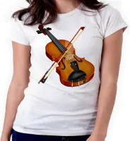 Baby look blusa feminina ou Camiseta Violino musica classica instrumento - Foto 3