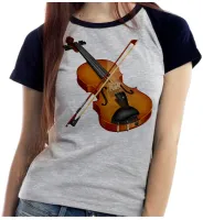 Baby look blusa feminina ou Camiseta Violino musica classica instrumento - Foto 4
