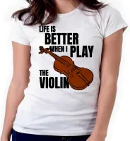 Baby look blusa feminina ou Camiseta Violino musico musica - Foto 3