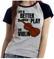 Baby look blusa feminina ou Camiseta Violino musico musica - Foto 4