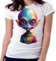 Baby look blusa feminina ou Camiseta Alien et ovni colorido varginha - Foto 3