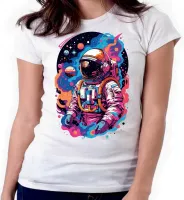 Baby look blusa feminina ou Camiseta Astronauta nasa space X espaço - Foto 3