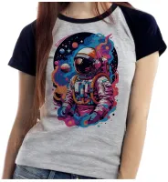 Baby look blusa feminina ou Camiseta Astronauta nasa space X espaço - Foto 4