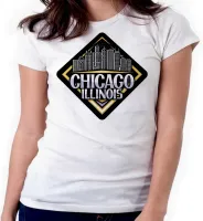Baby look blusa feminina ou Camiseta Chicago illinois Lembrança - Foto 3