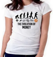 Baby look blusa feminina ou Camiseta Evolução Humana Bitcoin - Foto 3