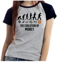 Baby look blusa feminina ou Camiseta Evolução Humana Bitcoin - Foto 4