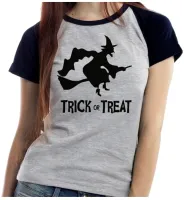 Baby look blusa feminina ou Camiseta Halloween dia das bruxas bruxa vassoura - Foto 4
