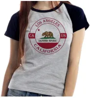 Baby look blusa feminina ou Camiseta Los Angeles California Lembrança - Foto 4