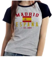 Baby look blusa feminina ou Camiseta Madri espanha europa - Foto 4