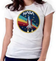 Baby look blusa feminina ou Camiseta Nasa Vintage foguete - Foto 4