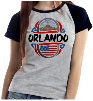Baby look blusa feminina ou Camiseta Orlando Florida Estados unidos - Foto 2