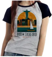Baby look blusa feminina ou Camiseta Rio de Janeiro Cristo Redentor - Foto 4