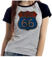 Baby look blusa feminina ou Camiseta rota 66 rodovia famosa EUA - Foto 4