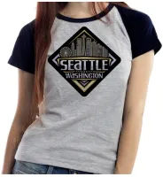 Baby look blusa feminina ou Camiseta Seattle Washington lembrança - Foto 4