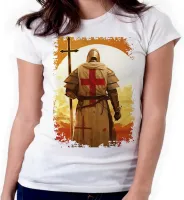 Baby look blusa feminina ou Camiseta templario cavaleiro Cruz Jesus Cristo - Foto 3