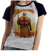 Baby look blusa feminina ou Camiseta templario cavaleiro Cruz Jesus Cristo - Foto 4
