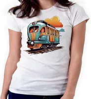 Baby look blusa feminina ou Camiseta trem colorido trensurb - Foto 3