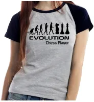 Baby look blusa feminina ou Camiseta Xadrez chess jogador evolução - Foto 4