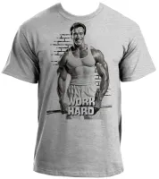 Baby look blusa feminina ou Camiseta arnold schwarzenegger work hard croos fit academia maromba - Foto 2