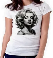 Baby look blusa feminina ou Camiseta marilyn monroe preto e branco - Foto 3