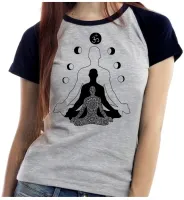 Baby look blusa feminina ou Camiseta Meditação Yoga Reiki meditar - Foto 4