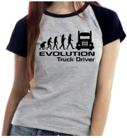 Baby look blusa feminina ou Camiseta Motorista caminhão evolução caminhoneiro - Foto 4