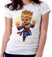 Baby look blusa feminina ou Camiseta Capitã Marvel heroi vingadores feminina - Foto 3