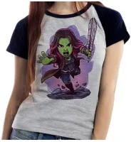 Baby look blusa feminina ou Camiseta Gamora guardioes da galaxia - Foto 3