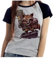 Baby look blusa feminina ou Camiseta Rocket guardioes galaxia hero - Foto 3