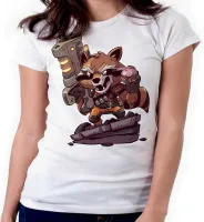 Baby look blusa feminina ou Camiseta Rocket guardioes galaxia hero - Foto 4