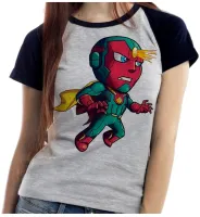 Baby look blusa feminina ou Camiseta Visão Vingadores heroi cartoon - Foto 3