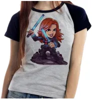 Baby look blusa feminina ou Camiseta Viuva negra vingadores mulher - Foto 3